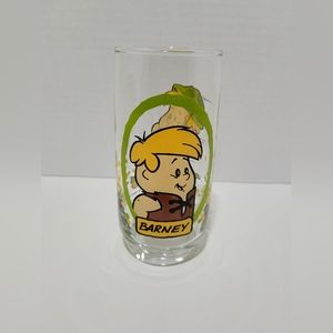Vintage 1986 Pizza Hut Flinstones Kids Barney Rubble Collectible Glass